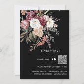 *~* ご返信QR 花のマーブルのロゼ ピオニー AR15 ウェディング 招待状 (裏面)