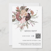 *~* ご返信QR 花柄 ワインレッドの薔薇 AR15 ウェディング 招待状 (裏面)