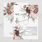 *~* ご返信QR 花柄 ワインレッドの薔薇 AR15 ウェディング 招待状 (正面/裏面)