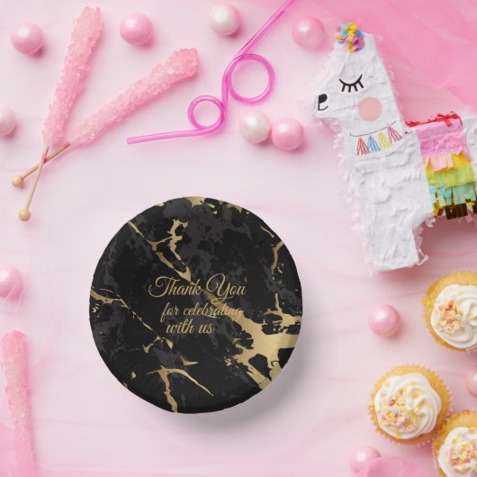 ご連祝絡ありがとう – 金ゴールドと黒 ペーパーボウル (パーティー)