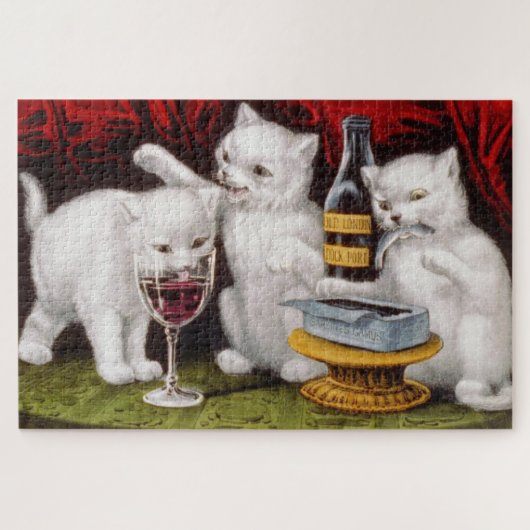 ご馳走の三匹の幸せな子猫 ジグソーパズル (横)