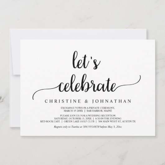 さぁ祝のモダンの結婚駆け落ち 招待状 (正面)