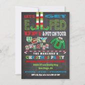 さあクリスマのパーティー小妖精や小人 招待状 (正面)