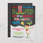 さあクリスマのパーティー小妖精や小人 招待状 (正面/裏面)