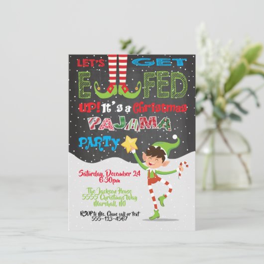 さあクリスマのパーティー小妖精や小人 招待状 (スタンド正面)