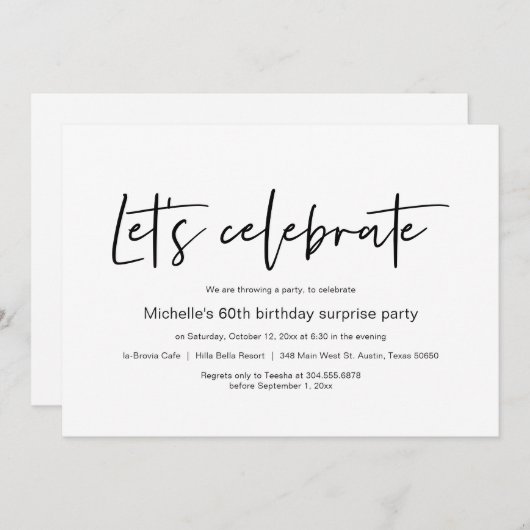 さあサプライズ祝バースデーパーティー 招待状 (正面/裏面)