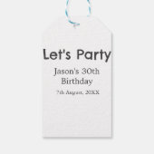 さあパーティー30歳の誕生日のグレーシンプルの名前 ギフトタグ (裏面)