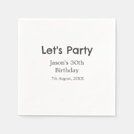 さあパーティー30歳の誕生日のグレーシンプルの名前 スタンダードカクテルナプキン