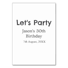 さあパーティー30歳の誕生日のグレーシンプルの名前 テーブルナンバー