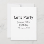 さあパーティー30歳の誕生日のグレーシンプルの名前 ノートカード (裏面)