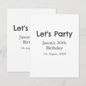 さあパーティー30歳の誕生日のグレーシンプルの名前 ノートカード (正面/裏面)