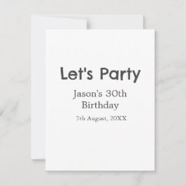 さあパーティー30歳の誕生日のグレーシンプルの名前 ノートカード
