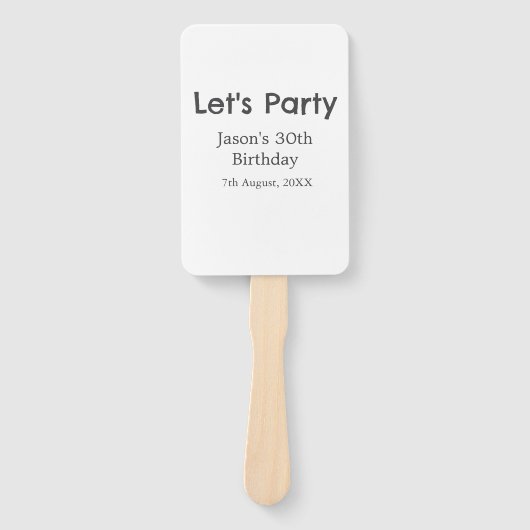 さあパーティー30歳の誕生日のグレーシンプルの名前 ハンドファン (正面)