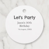 さあパーティー30歳の誕生日のグレーシンプルの名前 フェイバータグ (裏面)