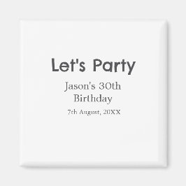 さあパーティー30歳の誕生日のグレーシンプルの名前 マグネット