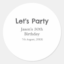 さあパーティー30歳の誕生日のグレーシンプルの名前 ラウンドシール