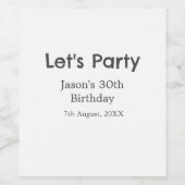 さあパーティー30歳の誕生日のグレーシンプルの名前 ワインラベル (シングルラベル)