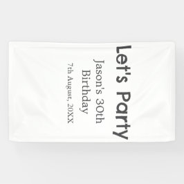 さあパーティー30歳の誕生日のグレーシンプルの名前 横断幕