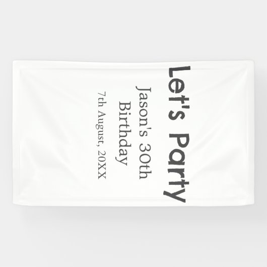 さあパーティー30歳の誕生日のグレーシンプルの名前 横断幕 (横)