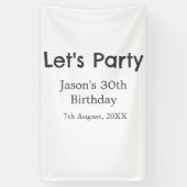 さあパーティー30歳の誕生日のグレーシンプルの名前 横断幕 (縦)
