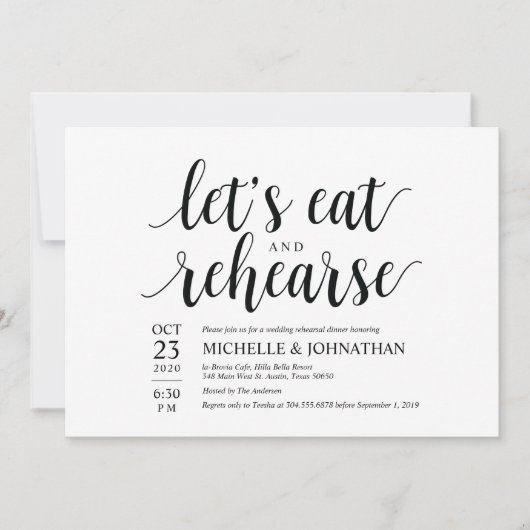 さあリハ食べーしようよ、のディナ結婚ー招待状 招待状 (正面)