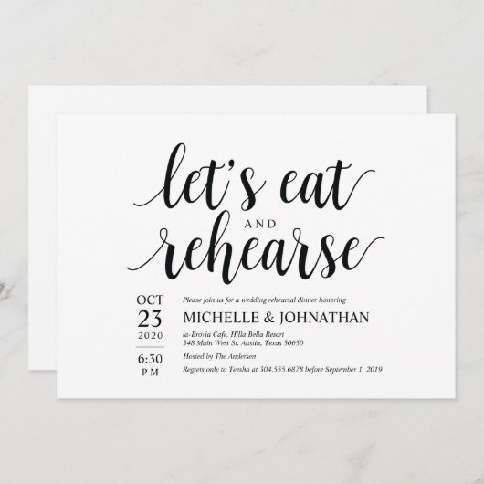 さあリハ食べーしようよ、のディナ結婚ー招待状 招待状 (正面/裏面)