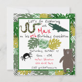 さあ探検誕生日ジャングルサファリ誕生日 招待状 (正面)