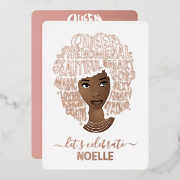 さあ祝誕生日だ!励ましの黒人の女性 箔招待状