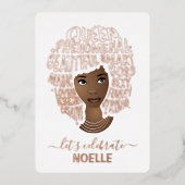 さあ祝誕生日だ!励ましの黒人の女性 箔招待状 (正面)