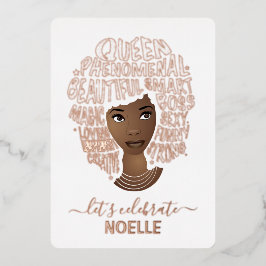 さあ祝誕生日だ!励ましの黒人の女性 箔招待状