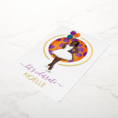 さあ祝誕生日だ!黒人女性(バルーン付き) 箔招待状 (回転した状態)