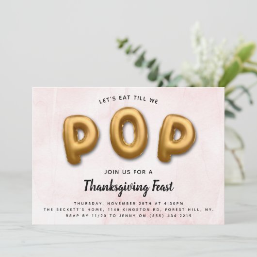 さあ食べ行こうポップ・アートの!感謝祭ディナーパーティー 招待状 (スタンド正面)