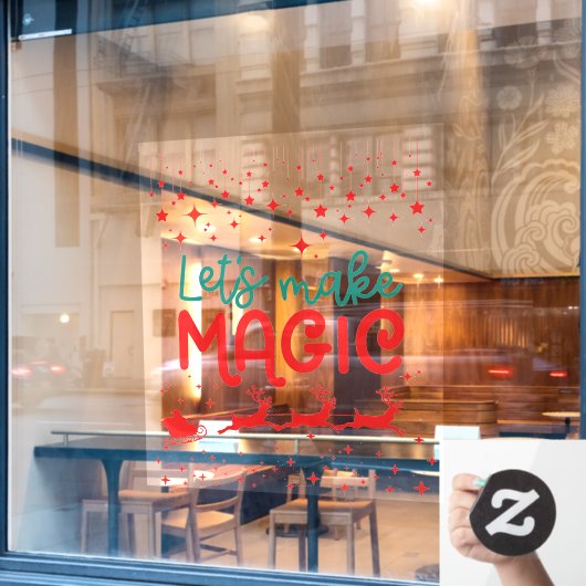 さあ魔法サンタクロースのトナカイそりに乗ろう ウィンドウサイン (カフェ窓)