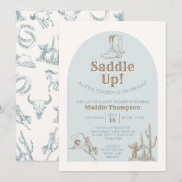 さあ、乗馬しよう！カウボーイのベイビーシャワー招待状 招待状