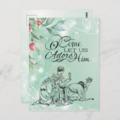 「さあ、来て、彼を崇めよう」三人の賢者 クリスマス ポストカード (正面/裏面)