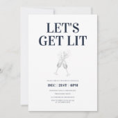 さあ、青いクリスマスエレガントのパーティーを点灯しよう 招待状 (正面)