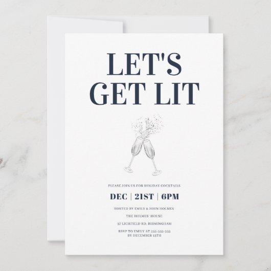 さあ、青いクリスマスエレガントのパーティーを点灯しよう 招待状 (正面)