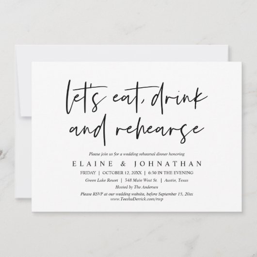 さあ、飲み食べとリハ、リハーサルディナー 招待状 (正面)
