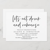 さあ、飲み食べとリハ、リハーサルディナー 招待状 (正面/裏面)