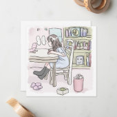 さいくさじ　お部屋で机に向かう ノートカード (正面/裏面インサイチュ)