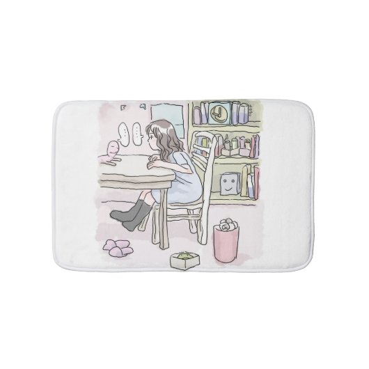 さいくさじ 机に向かう バスマット (正面)