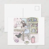 さいくさじ　机に向かう ポストカード (正面/裏面)