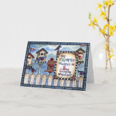 さえずっている鳥-挨拶状 カード (黄色い花)