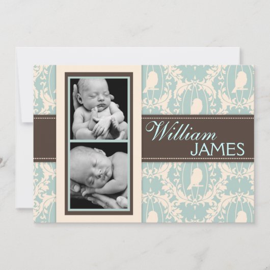 さえずりのさえずりの男の子の発表カード 案内状 (正面)