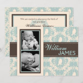 さえずりのさえずりの男の子の発表カード 案内状 (正面/裏面)