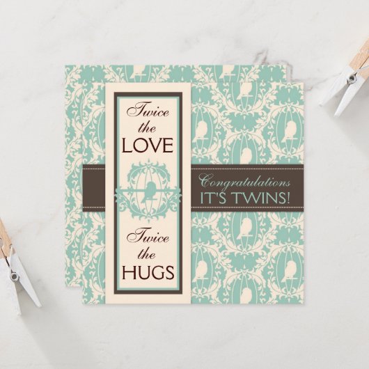 さえずりのさえずりは正方形を結び付けます カード (正面/裏面インサイチュ)