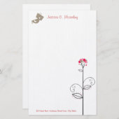 さえずりの鳥のかわいくお洒落なベビーシャワーの文房具 便箋 (正面/裏面)