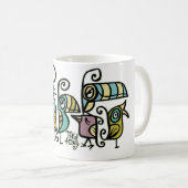 さえずりマグのTikiの贅沢な群はさえずります コーヒーマグカップ (正面右)