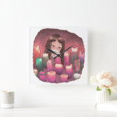 さくになじ スクエア壁時計 (ホーム)