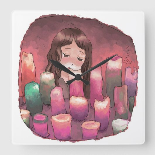 さくになじ スクエア壁時計 (正面)